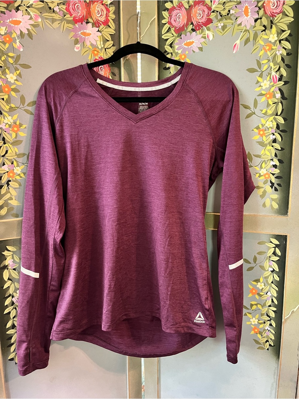 Reebok Plum V-Neck Long-Sleeve Athletic Pullover